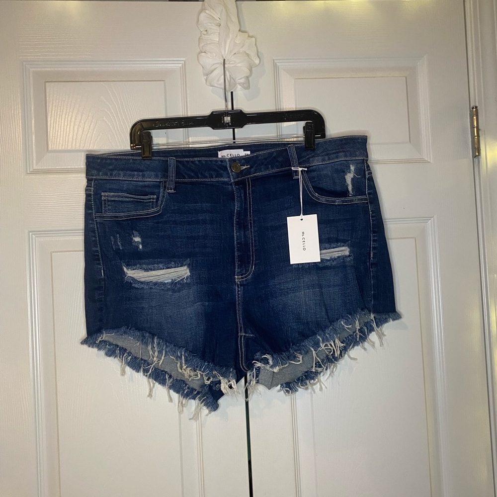 Plus Size Distressed High Waisted Shorts by Ms. Cello - Size 3x